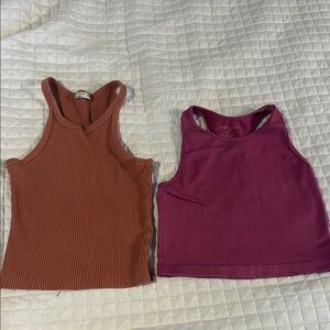 Women's cropped Ribbed Tank Tops - Rust and Plum